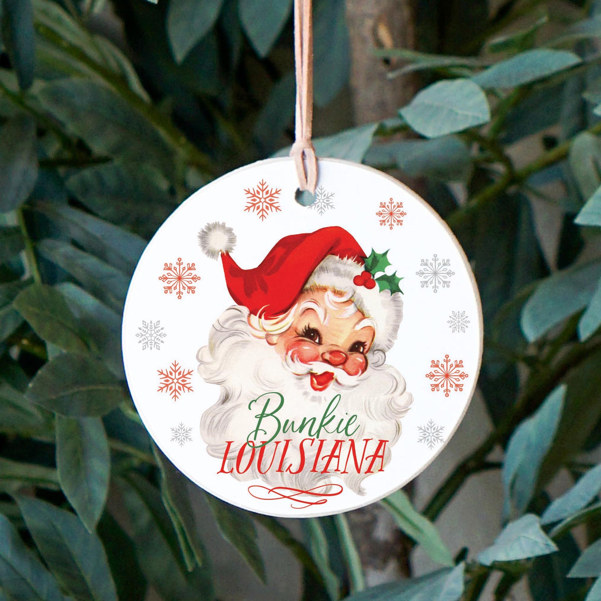 4" Round Ornament-Classic Santa Bunkie Louisiana -2