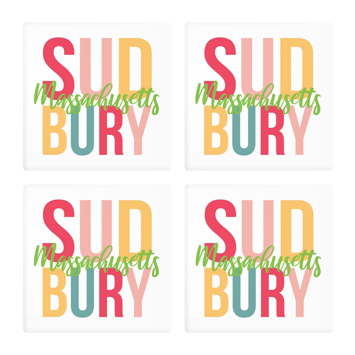 Ceramic Square Coaster 4-Set-Bright & Boho Sudbury Massachusetts -0