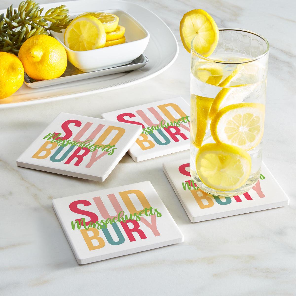 Ceramic Square Coaster 4-Set-Bright & Boho Sudbury Massachusetts -1