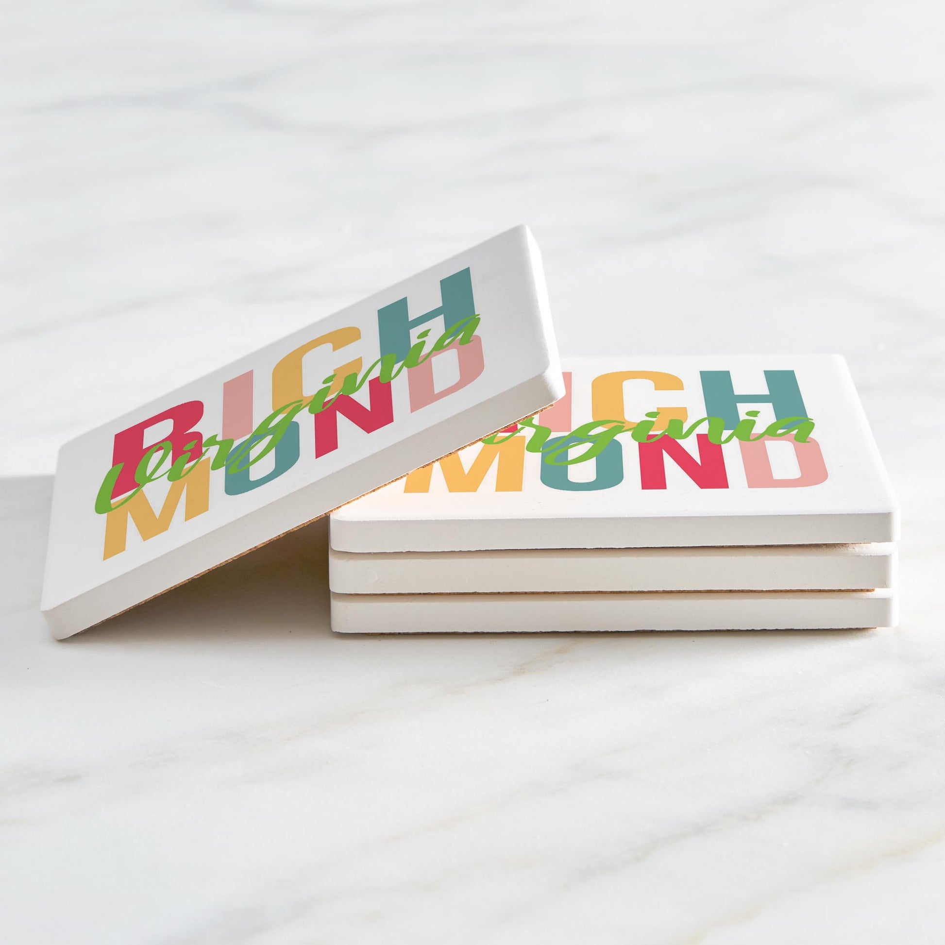 Ceramic Square Coaster 4-Set-Bright Boho Richmond Virginia -2