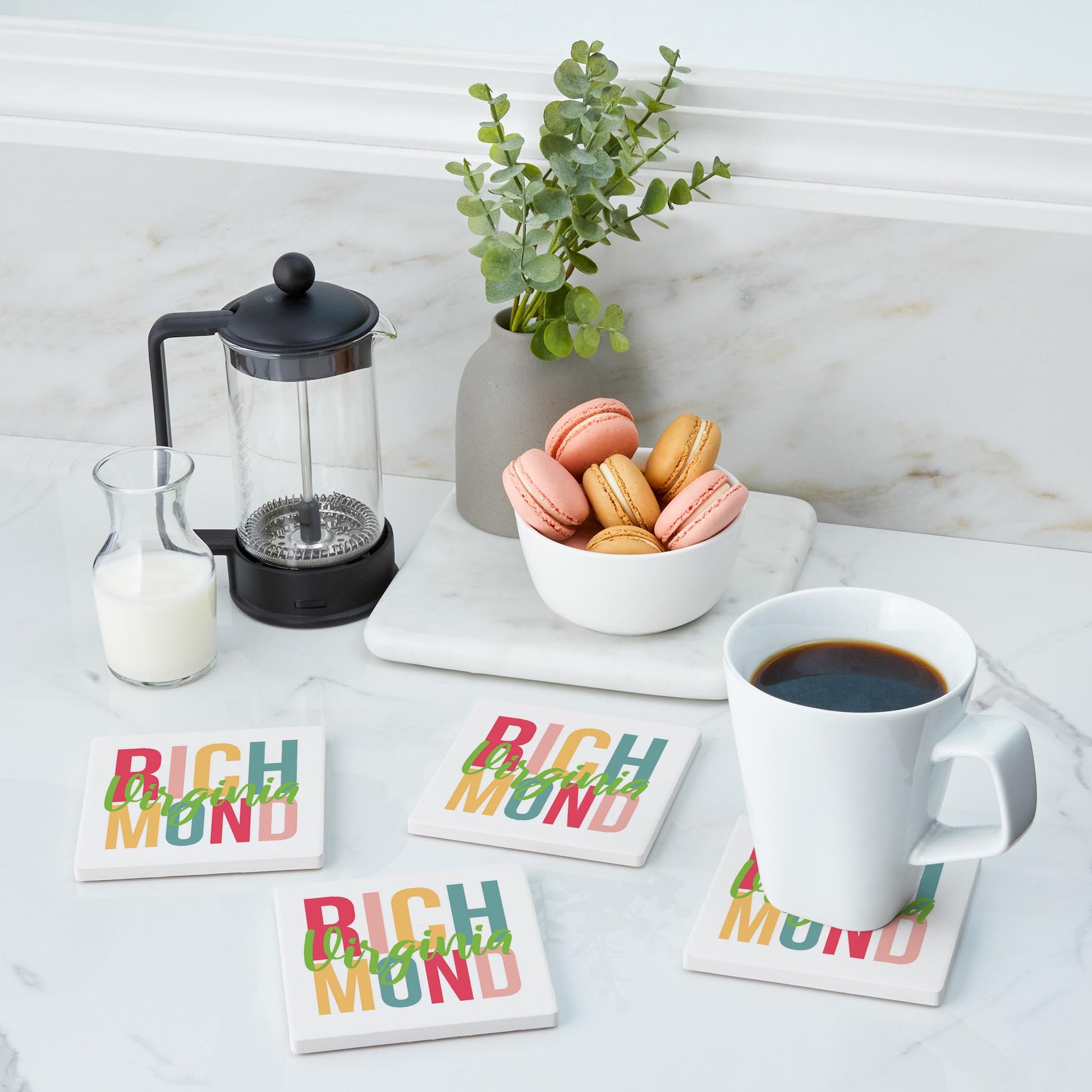 Ceramic Square Coaster 4-Set-Bright Boho Richmond Virginia -3