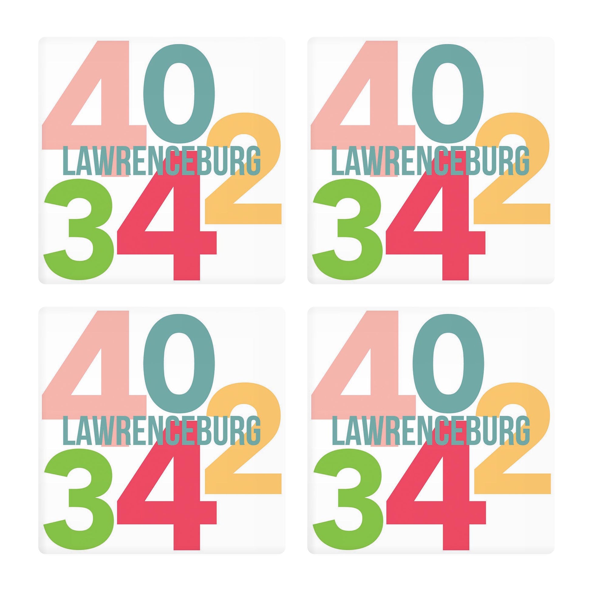 Ceramic Square Coaster 4-Set-Bright & Boho 40342 Lawrenceburg -0