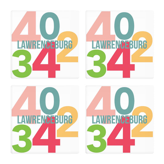 Ceramic Square Coaster 4-Set-Bright & Boho 40342 Lawrenceburg -0
