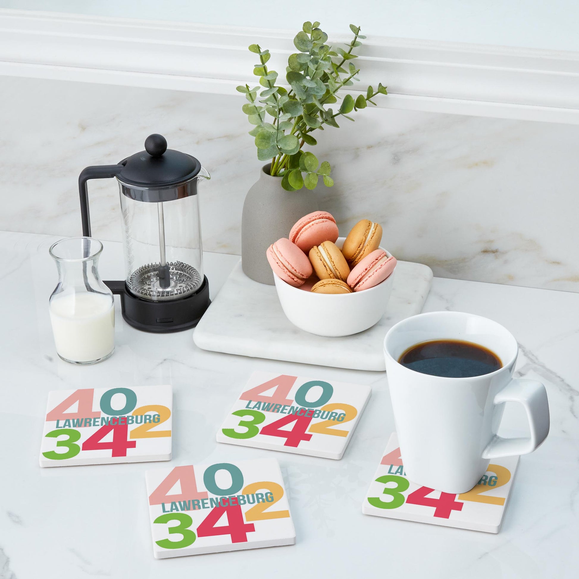Ceramic Square Coaster 4-Set-Bright & Boho 40342 Lawrenceburg -3