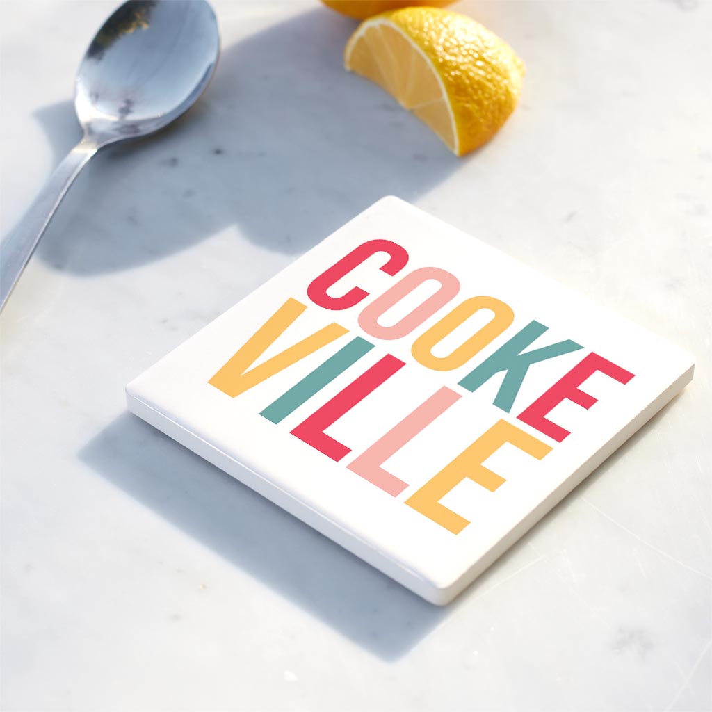 Ceramic Square Coaster-Bright Boho Cookeville Tennessee -3