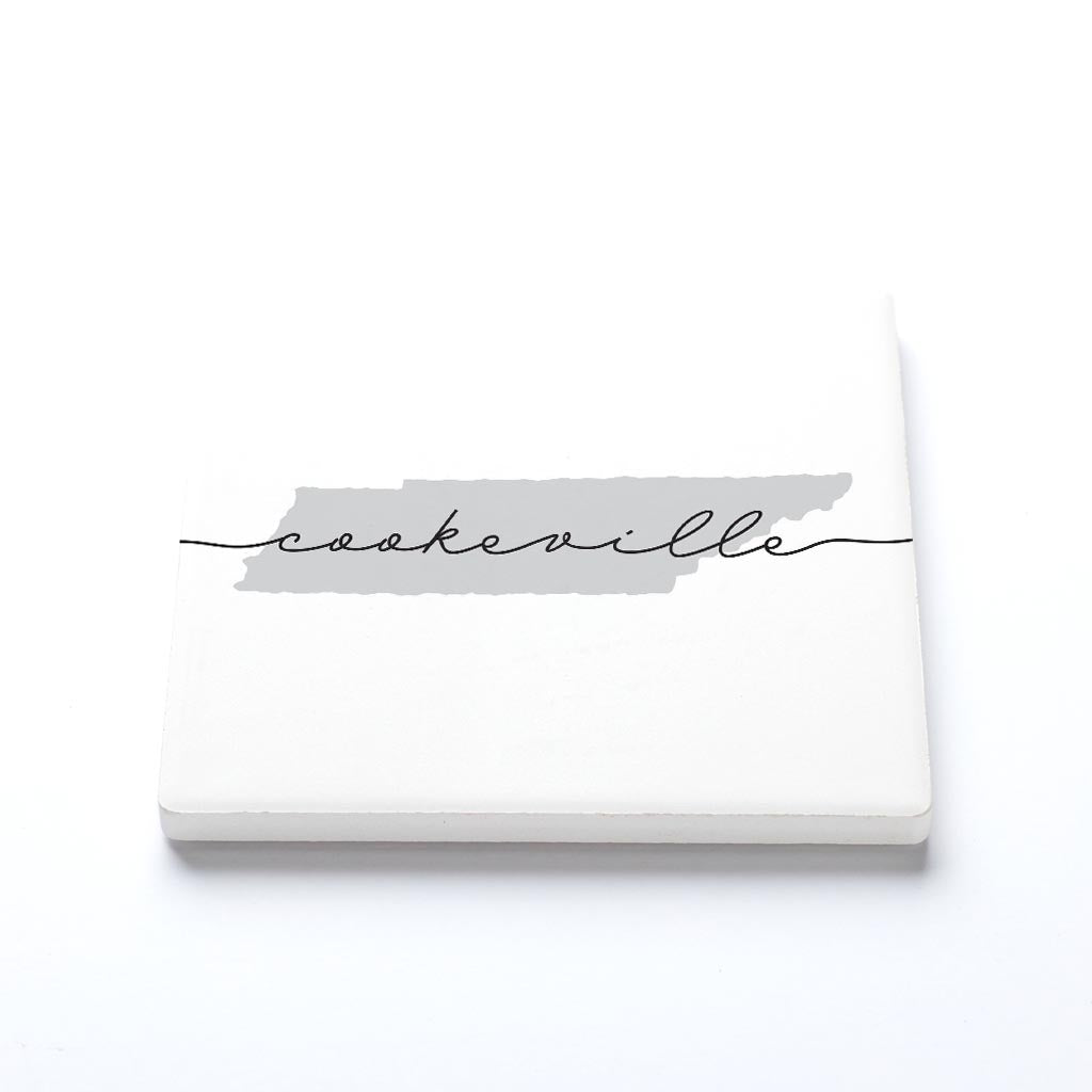 Ceramic Square Coaster-Minimalistib B&W State Cookeville Tennessee -1