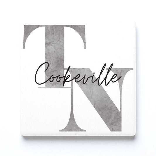 Ceramic Square Coaster-Minimalistib B&W TN Cookeville -0