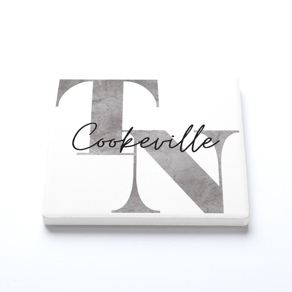 Ceramic Square Coaster-Minimalistib B&W TN Cookeville -1