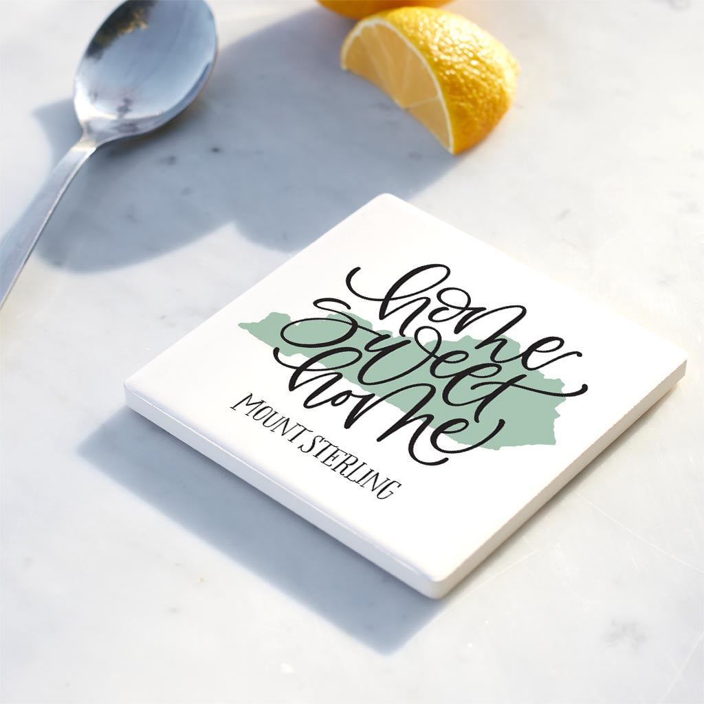 Ceramic Square Coaster-Home Sweet Home Mount Sterling Kentucky -3
