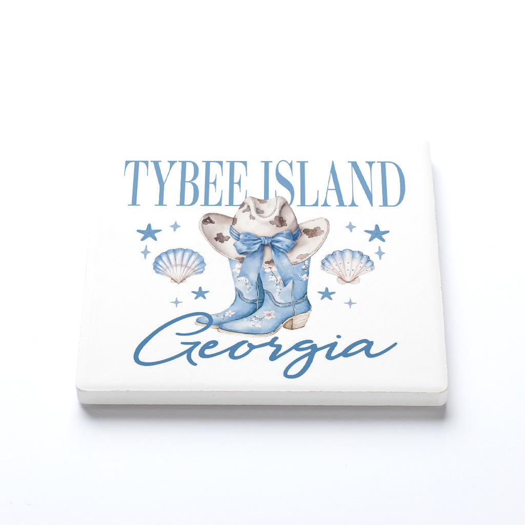 Ceramic Square Coaster-Love+Local Coastal Cowgirl -1