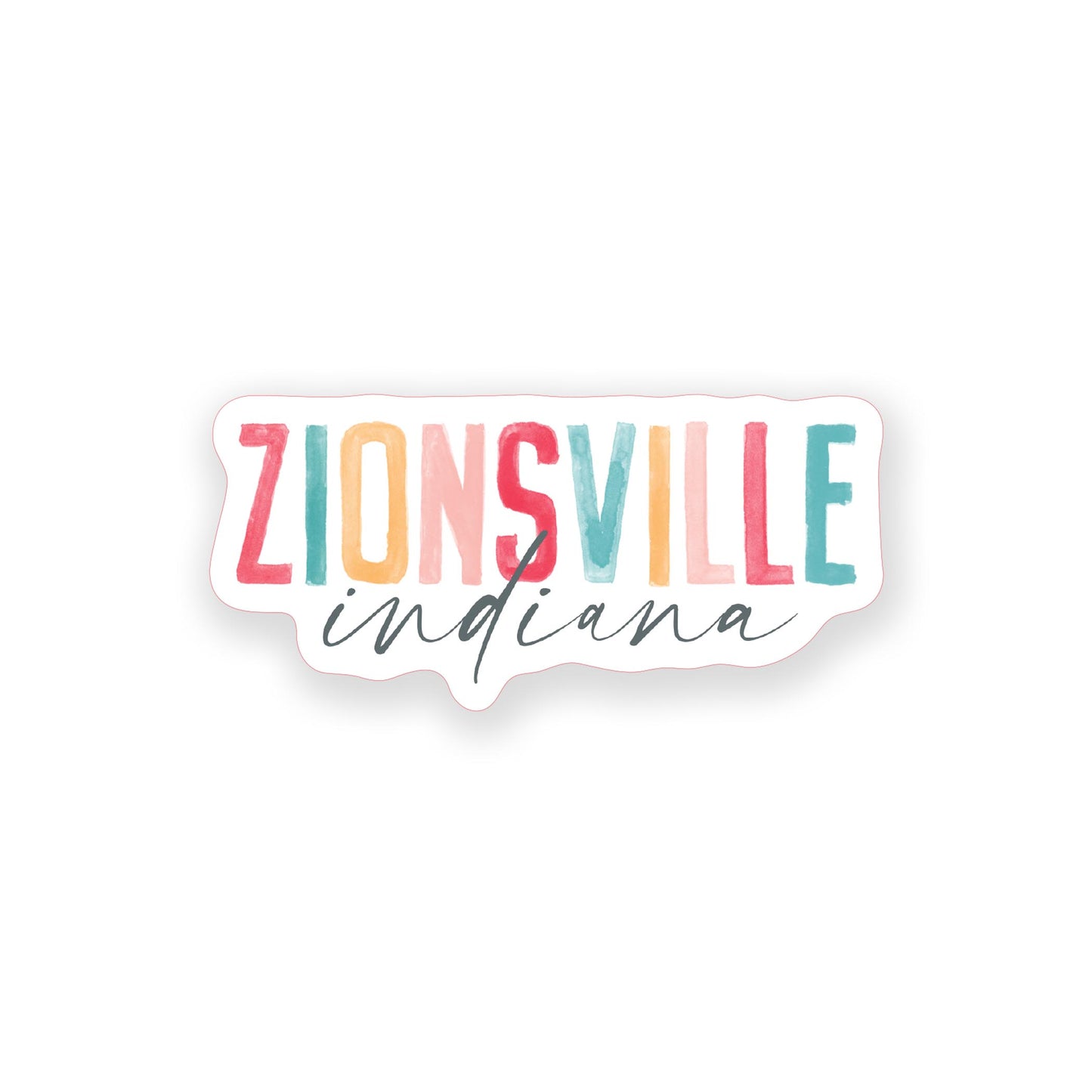 Vinyl Sticker-Watercolor City Zionsville Indiana -0