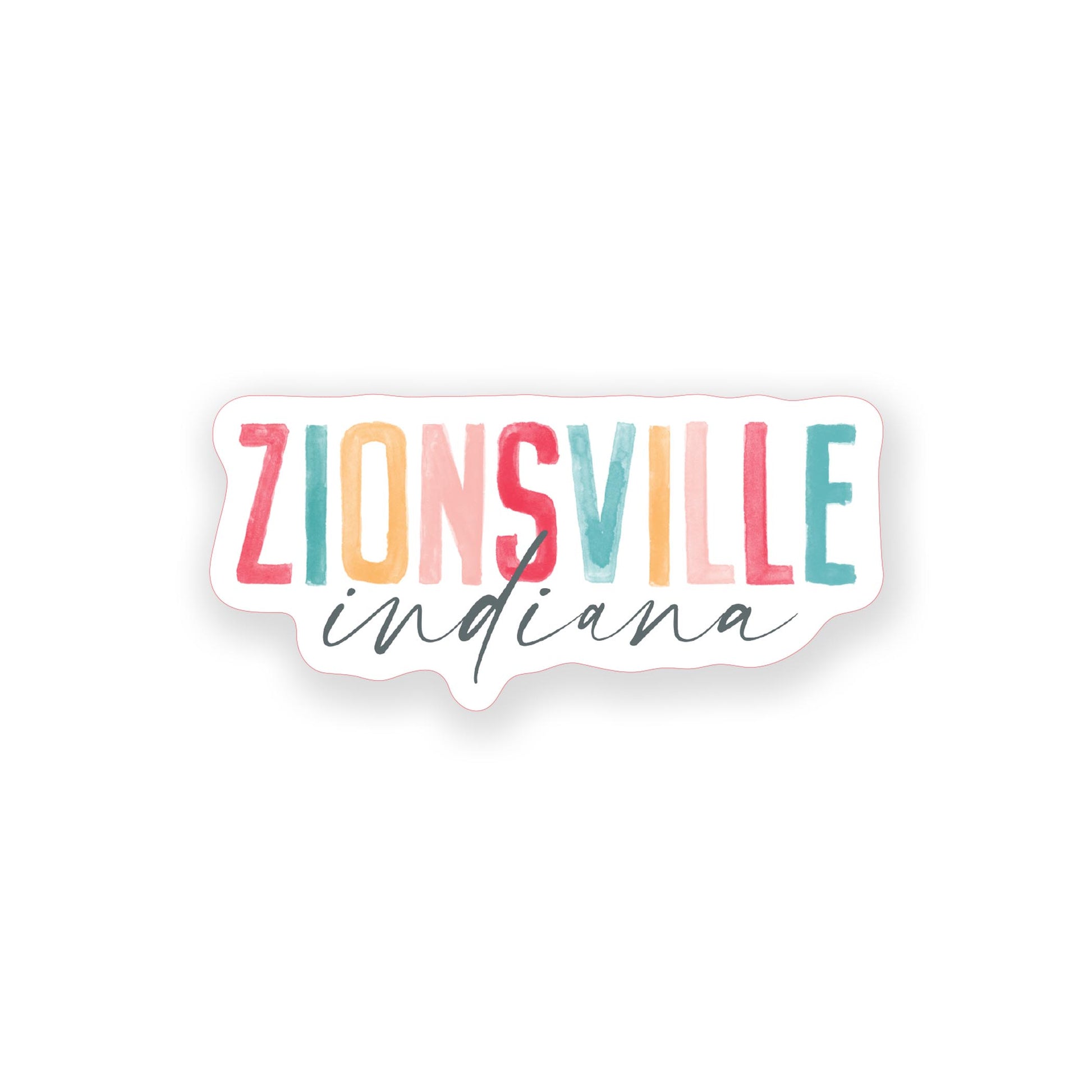 Vinyl Sticker-Watercolor City Zionsville Indiana -0