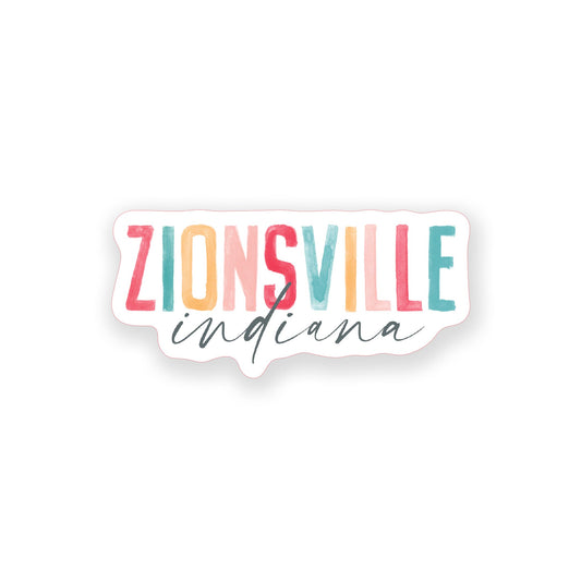 Vinyl Sticker-Watercolor City Zionsville Indiana -0