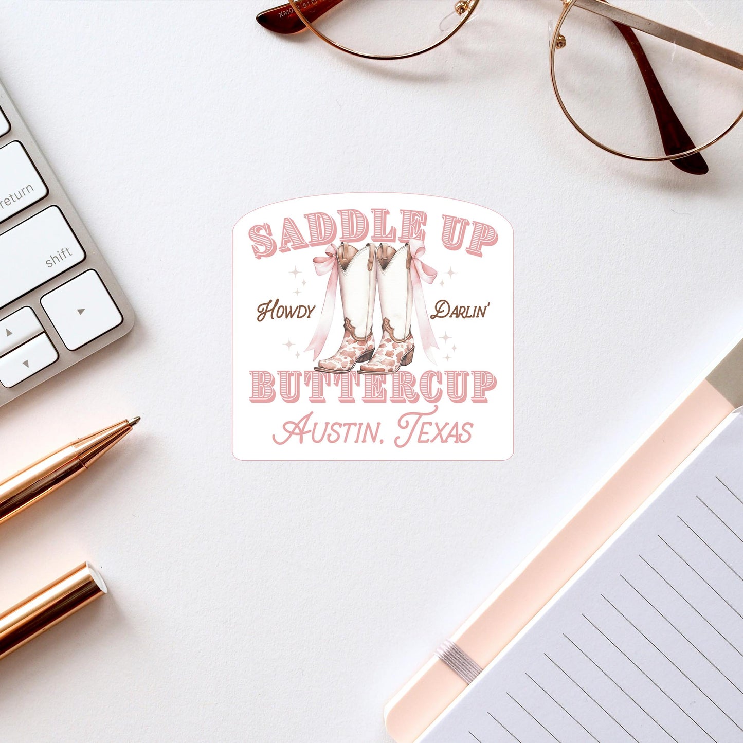 Vinyl Sticker-Love+Local Coquette Cowgirl Saddle Up -2