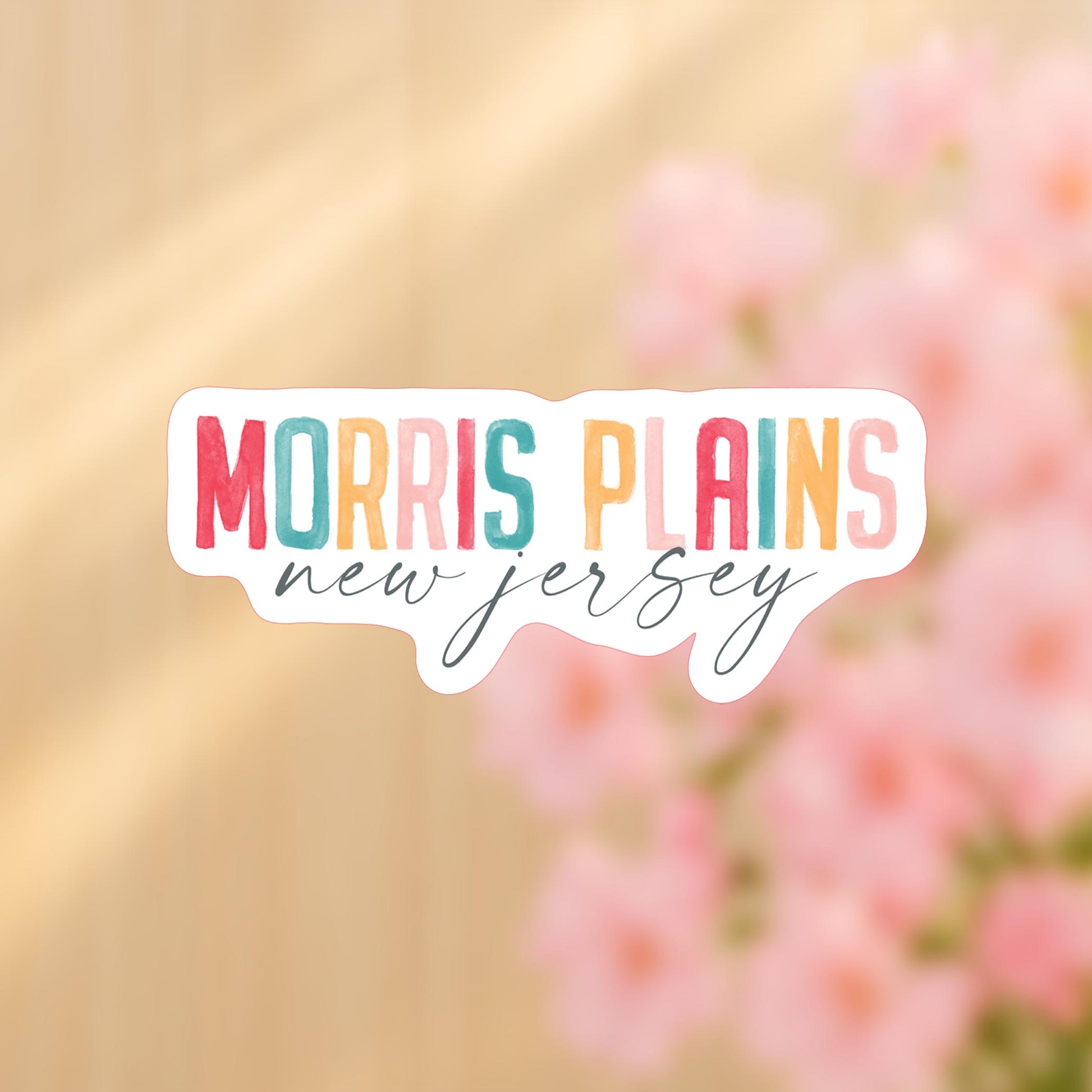 Vinyl Sticker-Watercolor City Morris Plains New Jersey -4