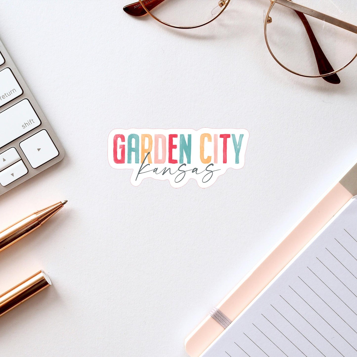 Vinyl Sticker-Watercolor City Garden City Kansas -2