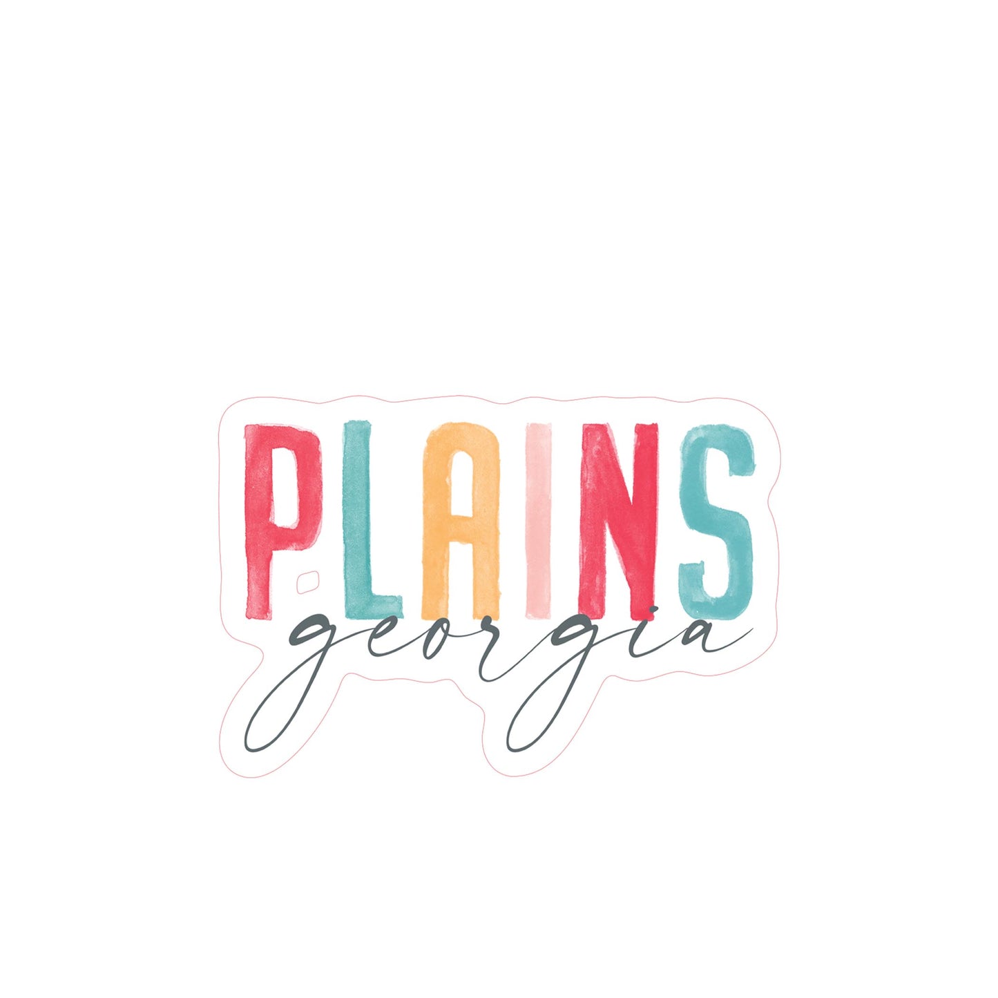 Vinyl Sticker-Watercolor City Plains Georgia -3