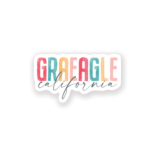 Vinyl Sticker-Watercolor City Graeagle California -0