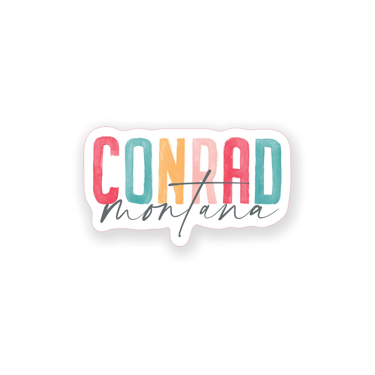 Vinyl Sticker-Watercolor City Conrad Montana -0