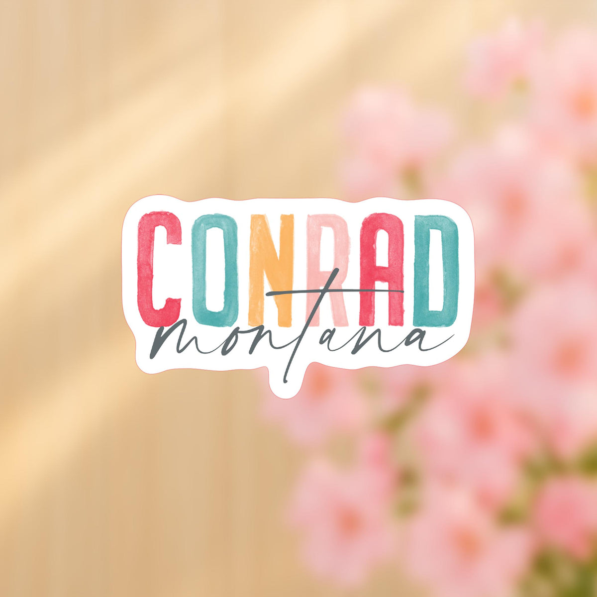 Vinyl Sticker-Watercolor City Conrad Montana -4