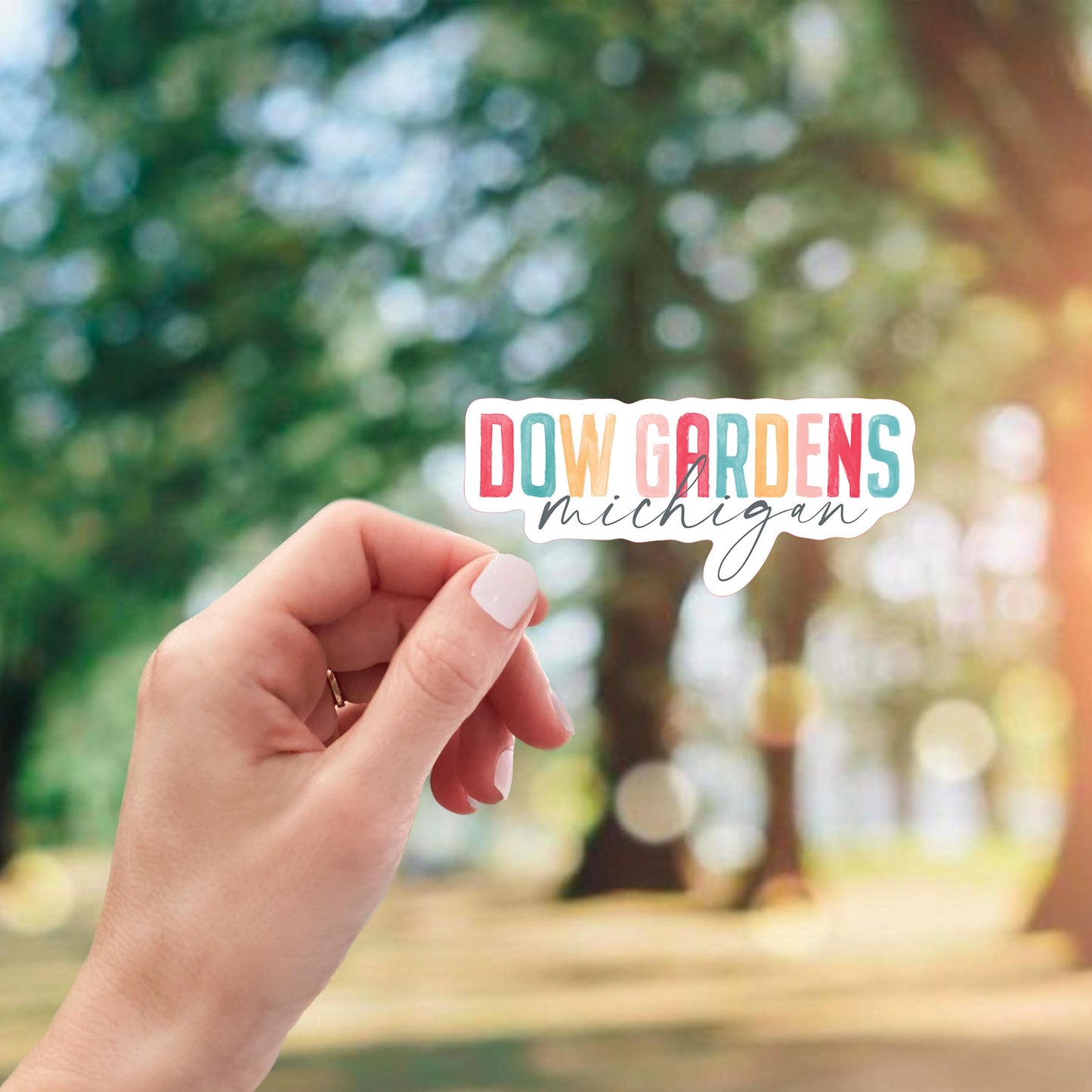 Vinyl Sticker-Watercolor City Dow Gardens Michigan -2