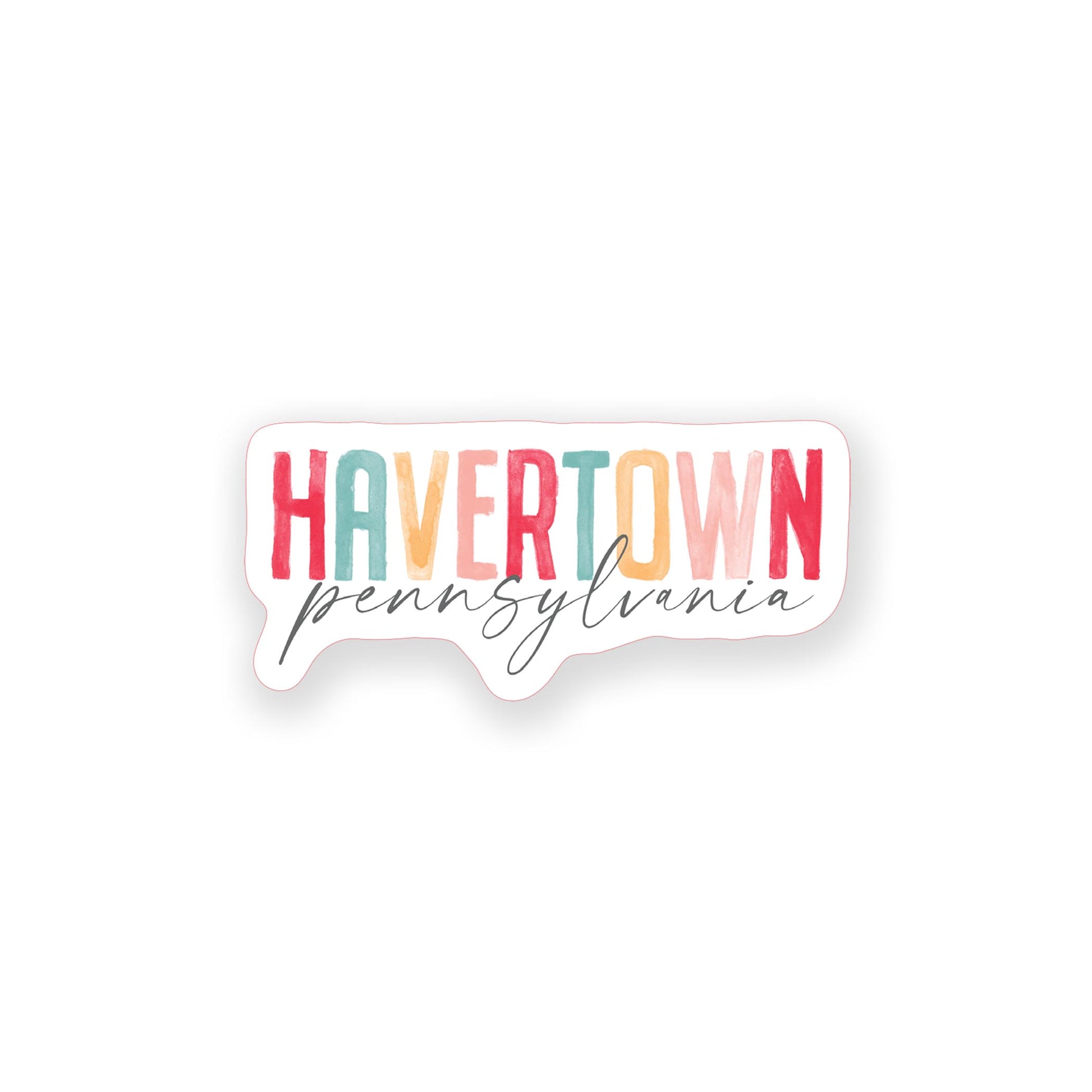 Vinyl Sticker-Watercolor City Havertown Pennsylvania -0