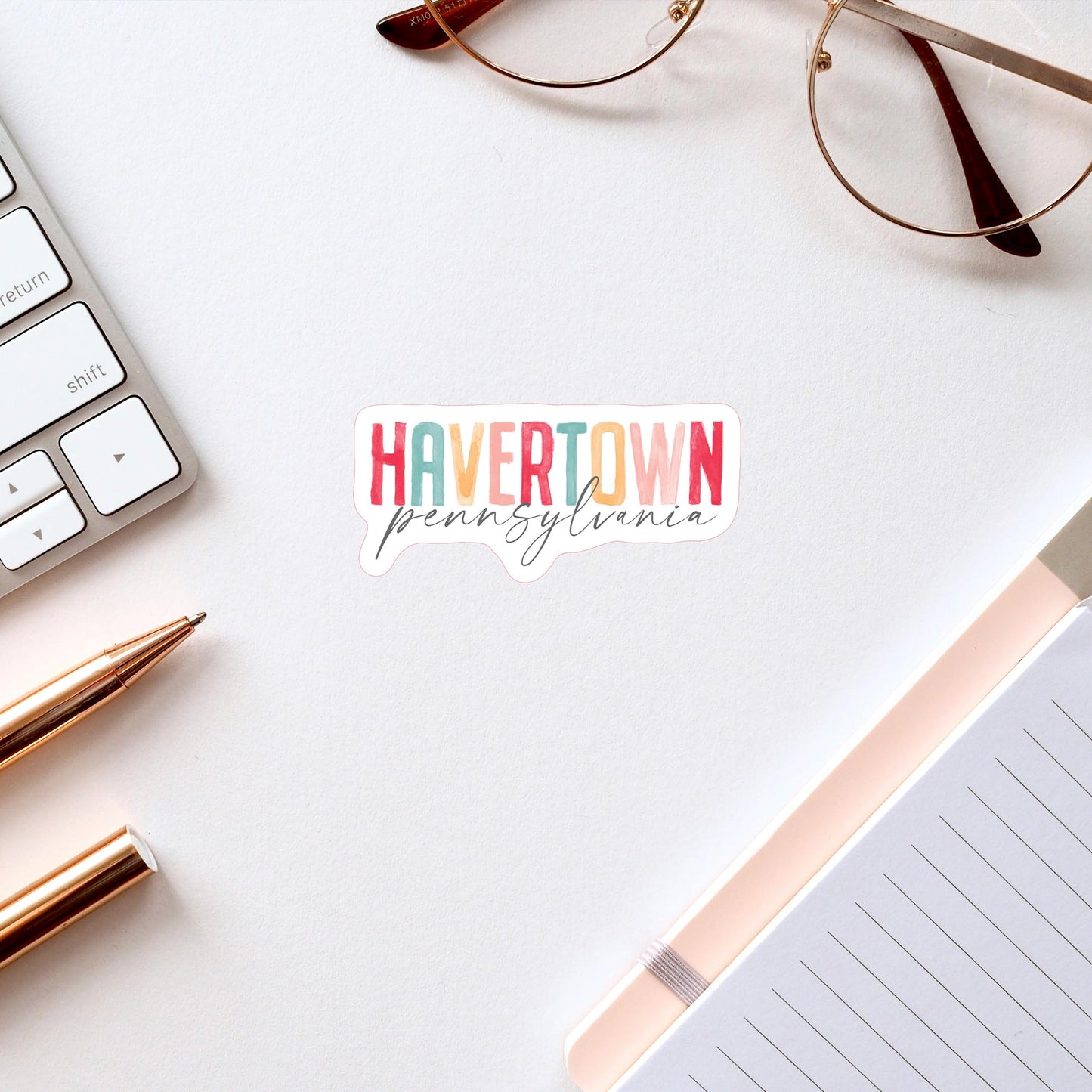 Vinyl Sticker-Watercolor City Havertown Pennsylvania -2
