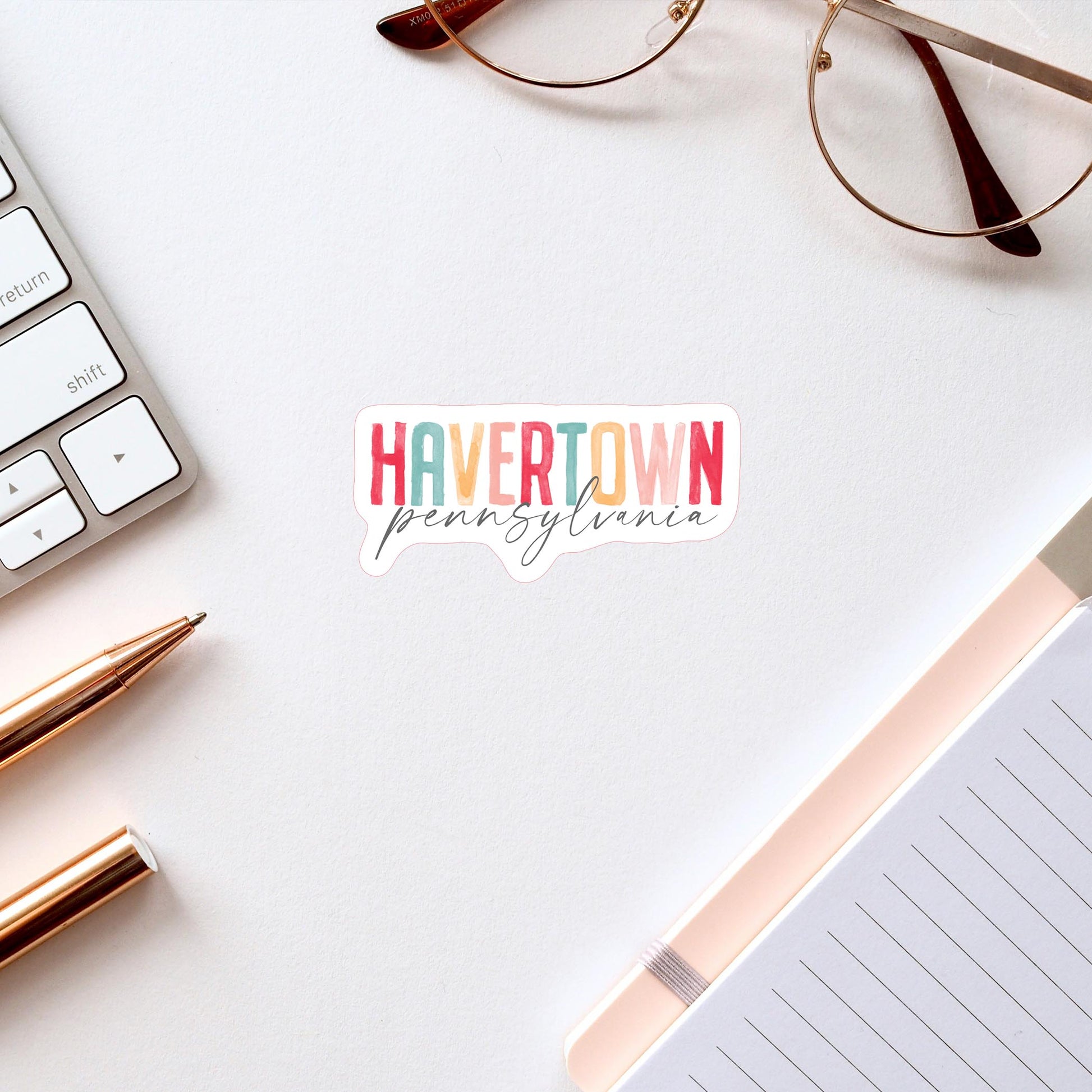 Vinyl Sticker-Watercolor City Havertown Pennsylvania -2