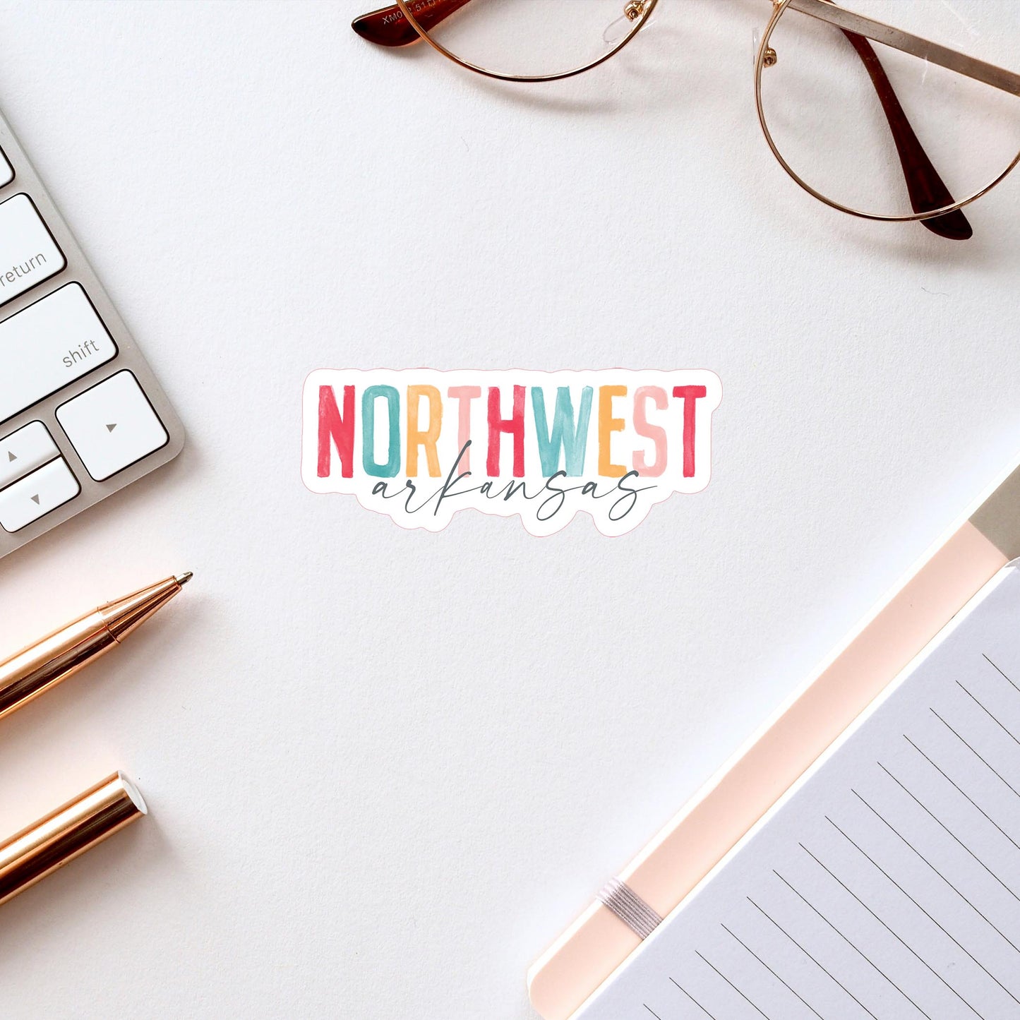 Vinyl Sticker-Watercolor City Northwest Arkansas -2