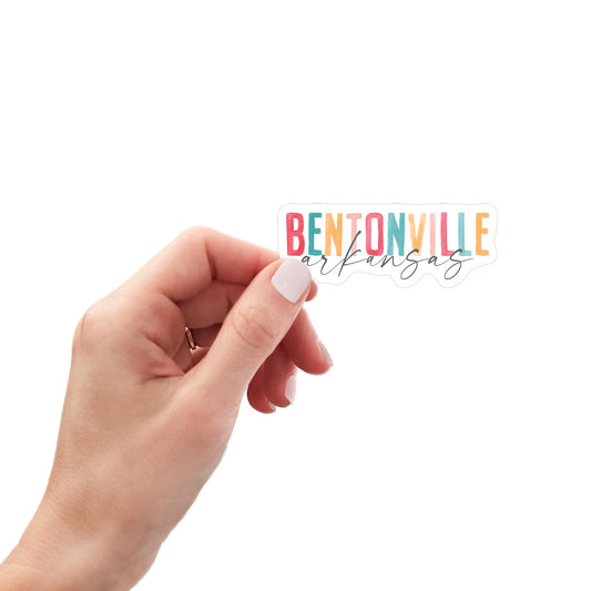 Vinyl Sticker-Watercolor City Bentonville Arkansas -0