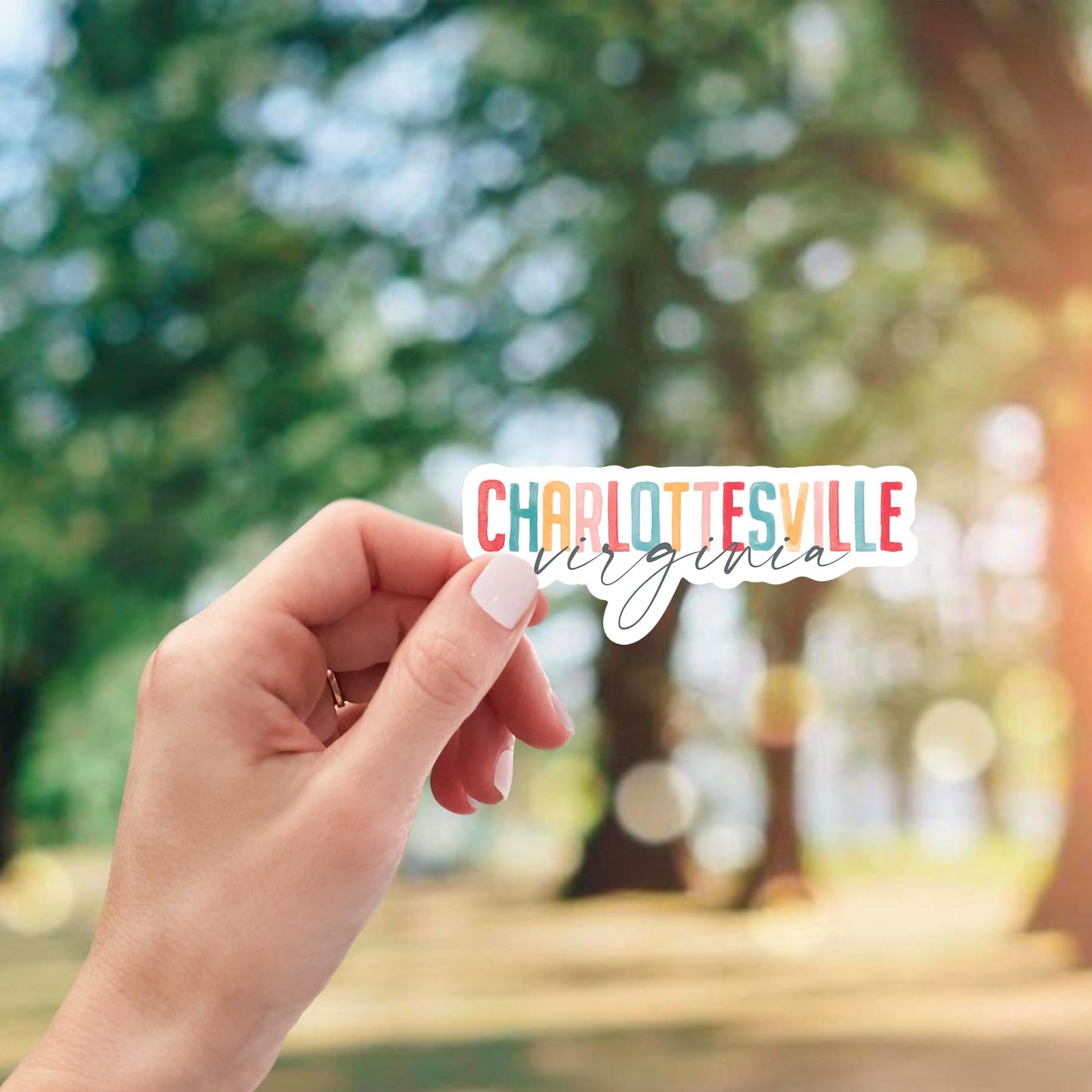 Vinyl Sticker-Watercolor City Charlottesville Virginia