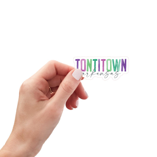 Vinyl Sticker-Watercolor City Tontitown Arkansas -0