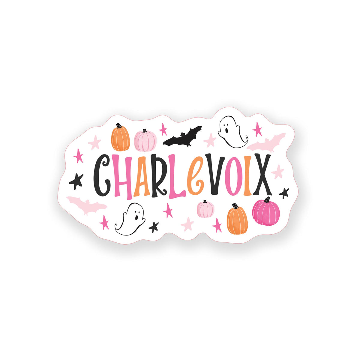 Vinyl Sticker-Happy Ghost Charlevoix Michigan -0