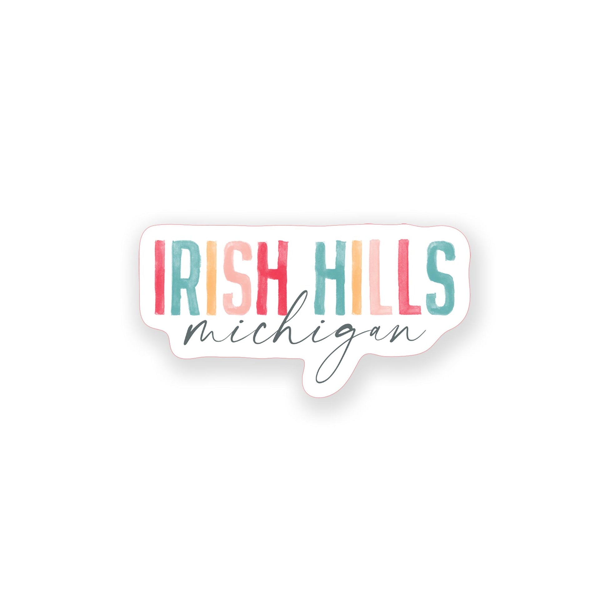 Vinyl Sticker-Watercolor City Irish Hills Michigan -0