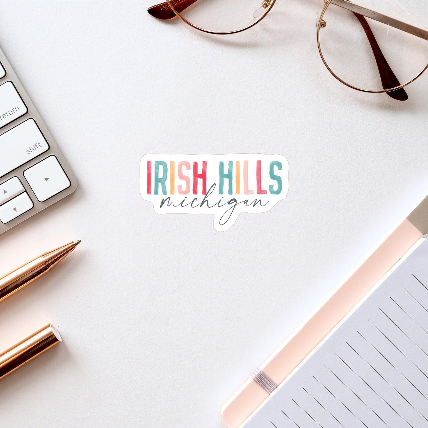 Vinyl Sticker-Watercolor City Irish Hills Michigan -2