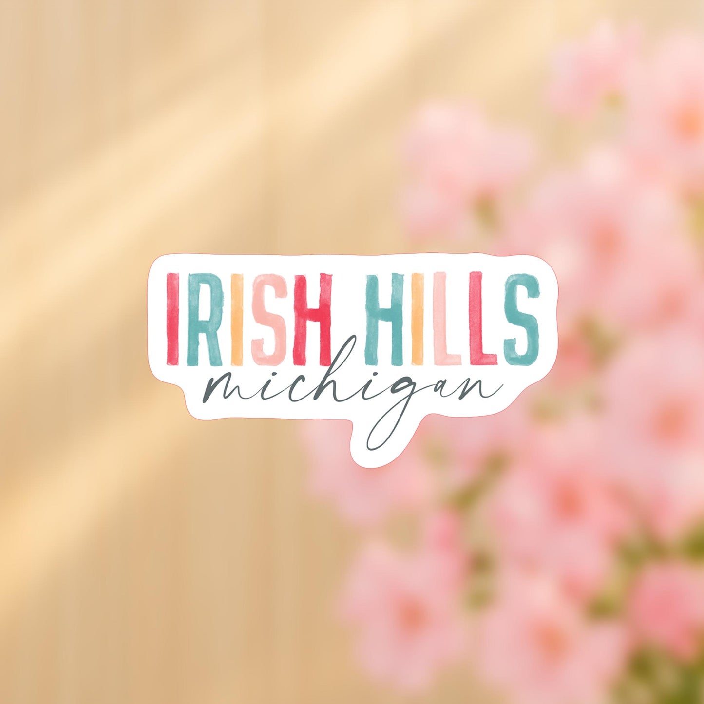 Vinyl Sticker-Watercolor City Irish Hills Michigan -4