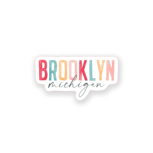 Vinyl Sticker-Watercolor City Brooklyn Michigan -0