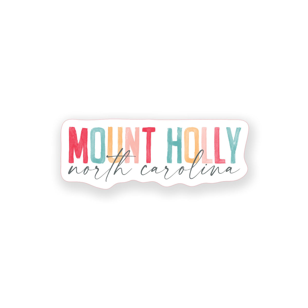 Vinyl Sticker-Watercolor City Mount Holly North Carolina -0
