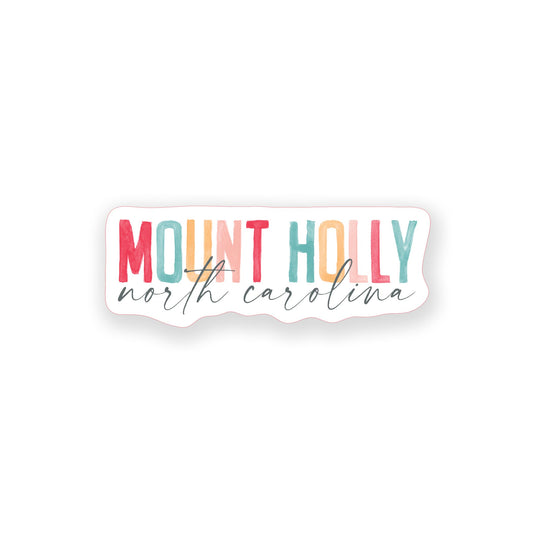Vinyl Sticker-Watercolor City Mount Holly North Carolina -0