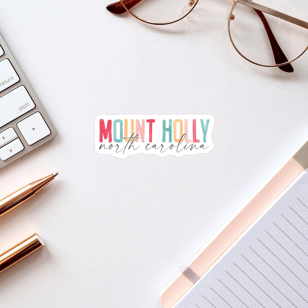 Vinyl Sticker-Watercolor City Mount Holly North Carolina -2