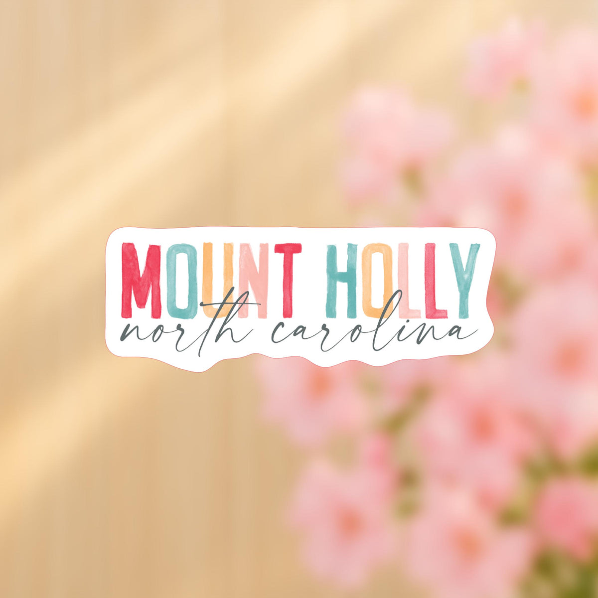 Vinyl Sticker-Watercolor City Mount Holly North Carolina -4