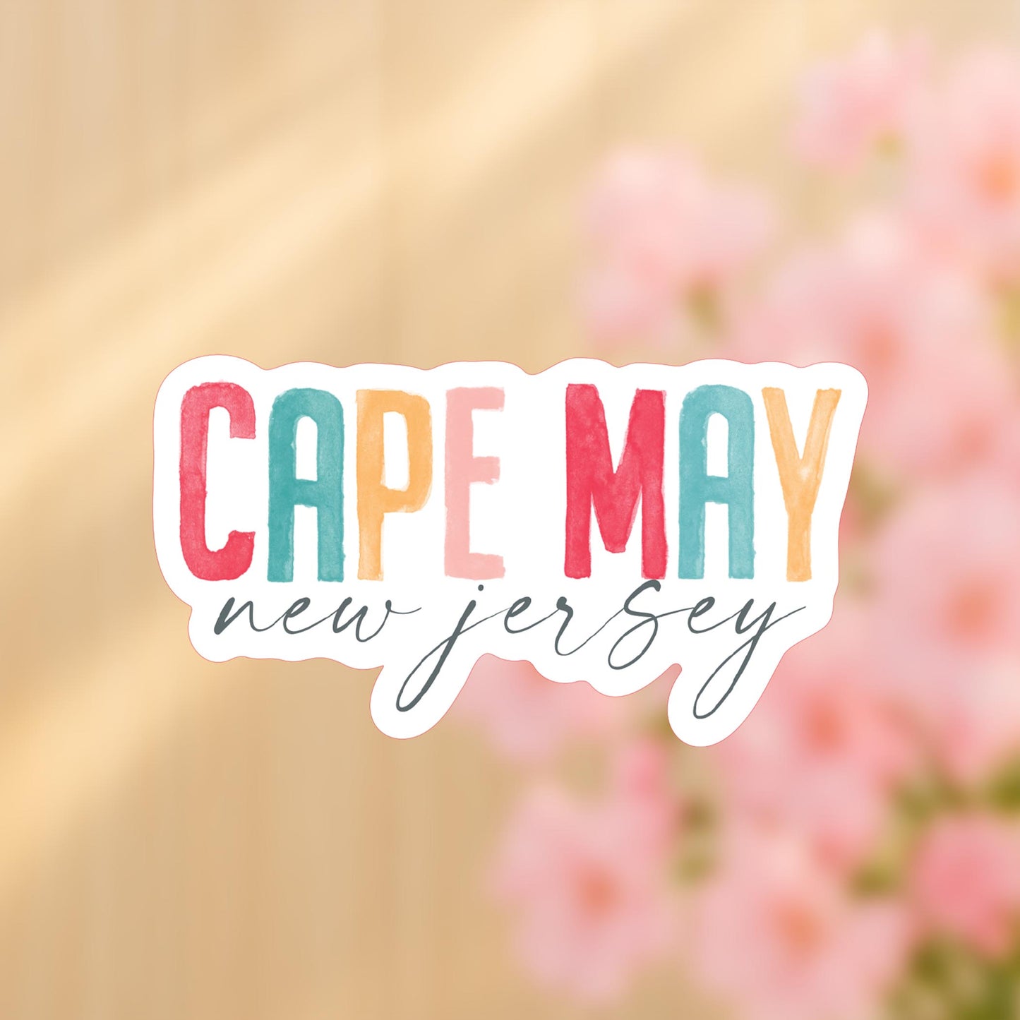 Vinyl Sticker-Watercolor City Cape May New Jersey -4