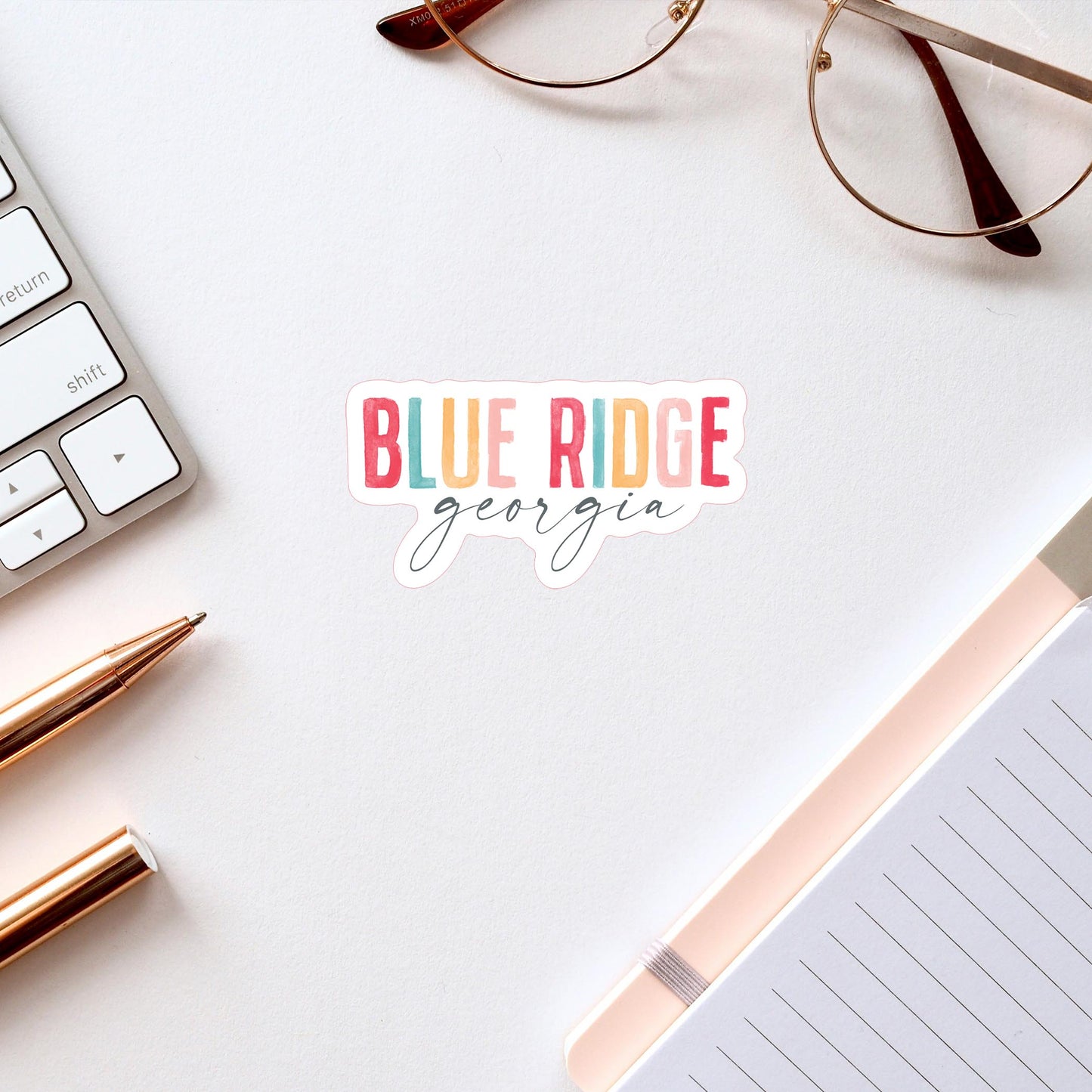 Vinyl Sticker-Watercolor City Blue Ridge Georgia -2
