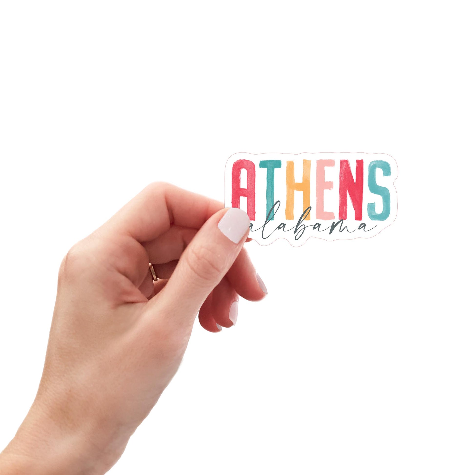Vinyl Sticker-Watercolor City Athens Alabama -0