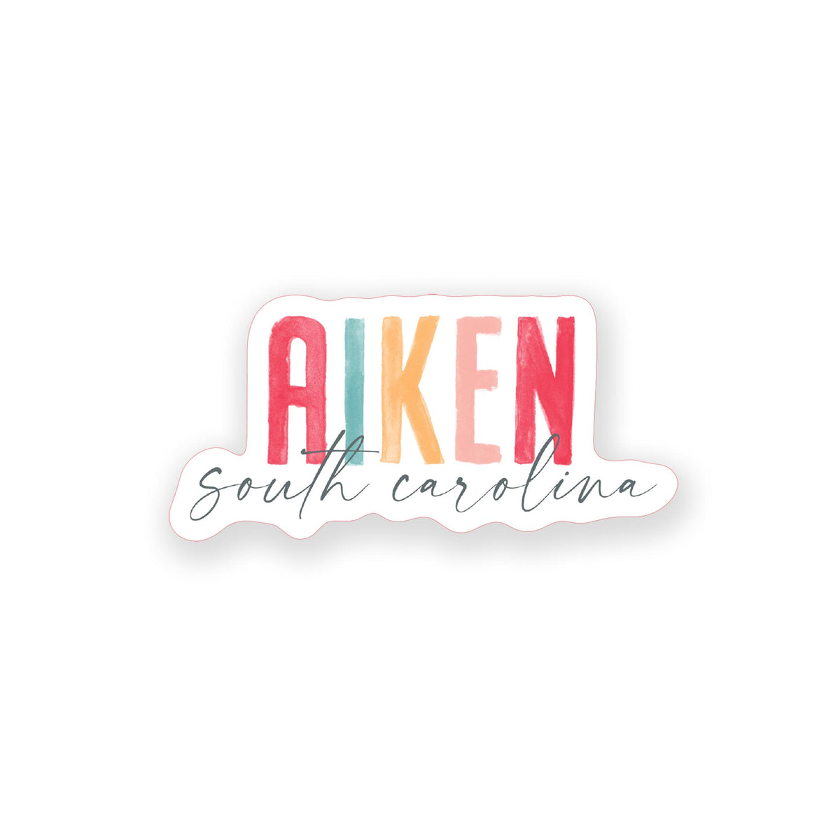 Vinyl Sticker-Watercolor City Aiken South Carolina -0