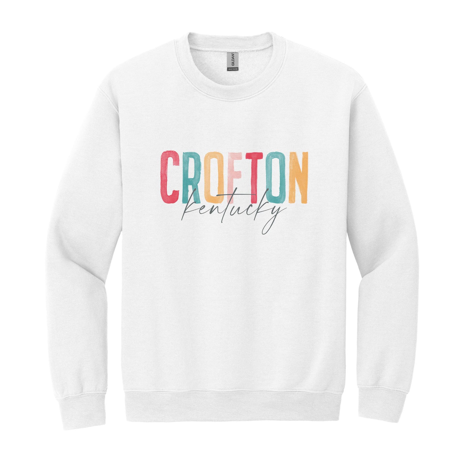 Gildan Sweatshirt White-Watercolor City Crofton Kentucky -0