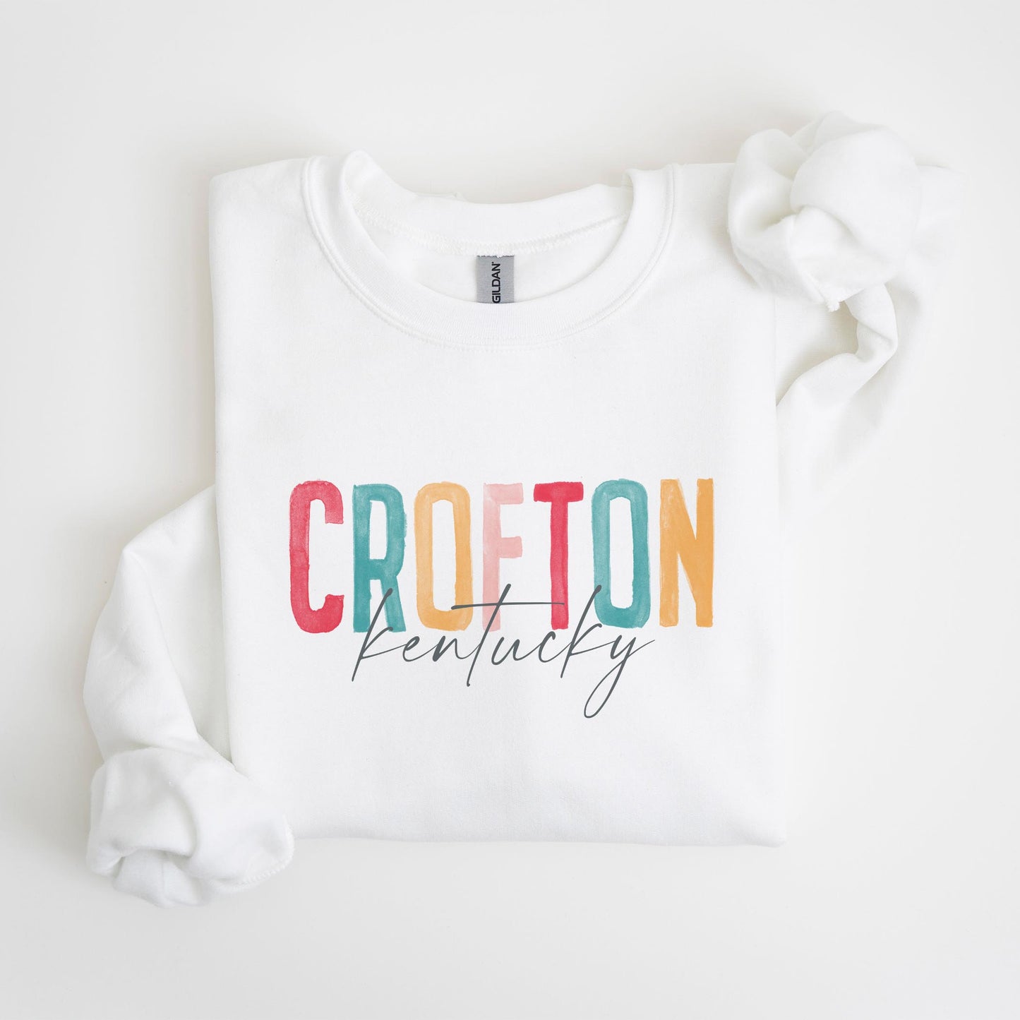 Gildan Sweatshirt White-Watercolor City Crofton Kentucky -4