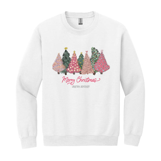 Gildan Sweatshirt White-Pink Trees Crofton Kentucky -0