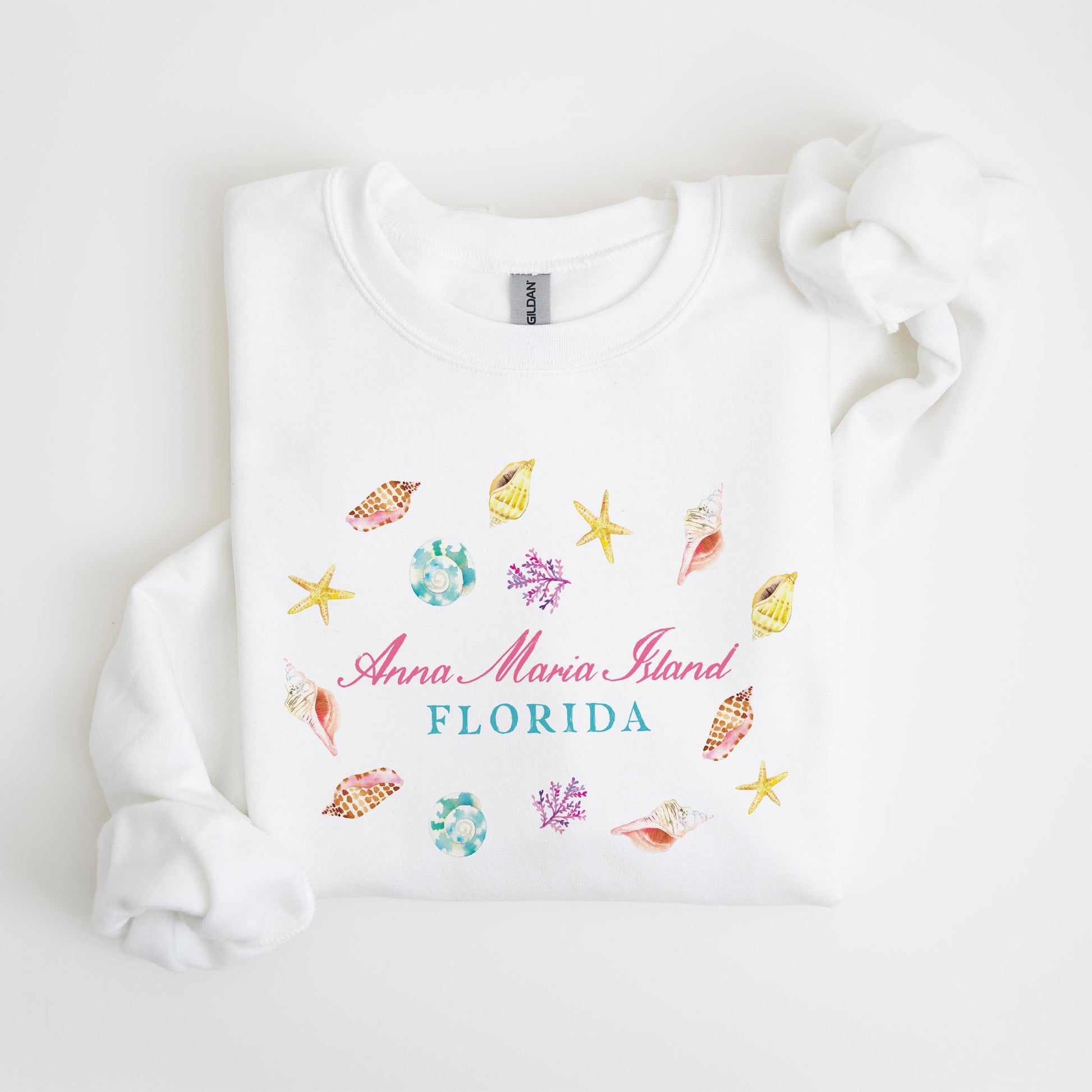 Gildan Sweatshirt White-Shells & Shoreline Anna Maria Island Florida -4