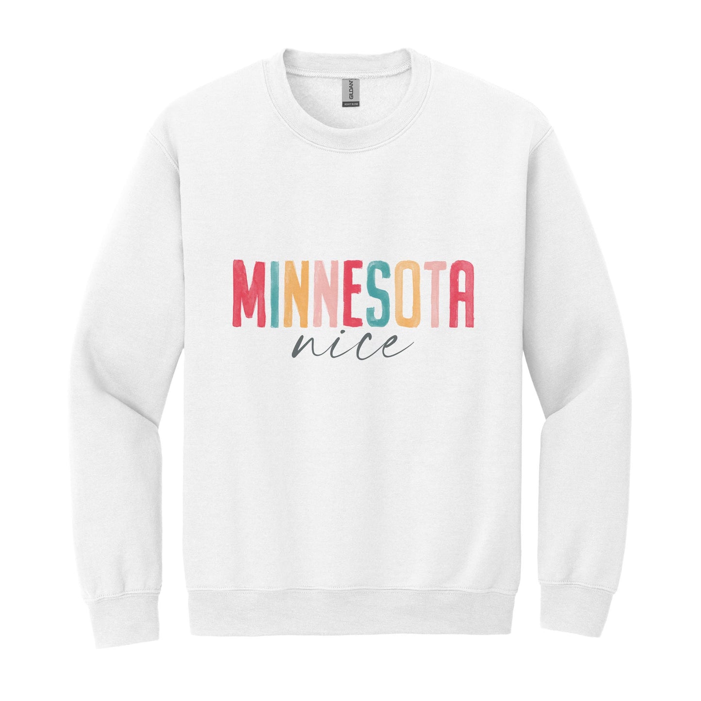 Gildan Sweatshirt White-Watercolor City Minnesota Nice -0